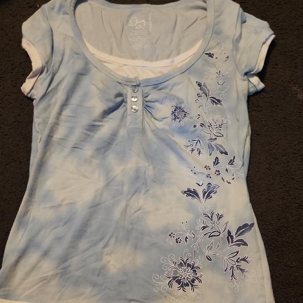 Sky Blue Floral Women's Top